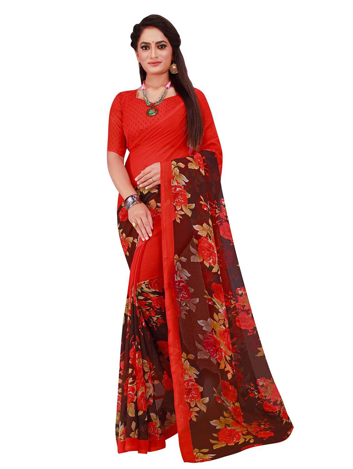 women's saree combo with blouse - 20210245 - Standard Image - 1