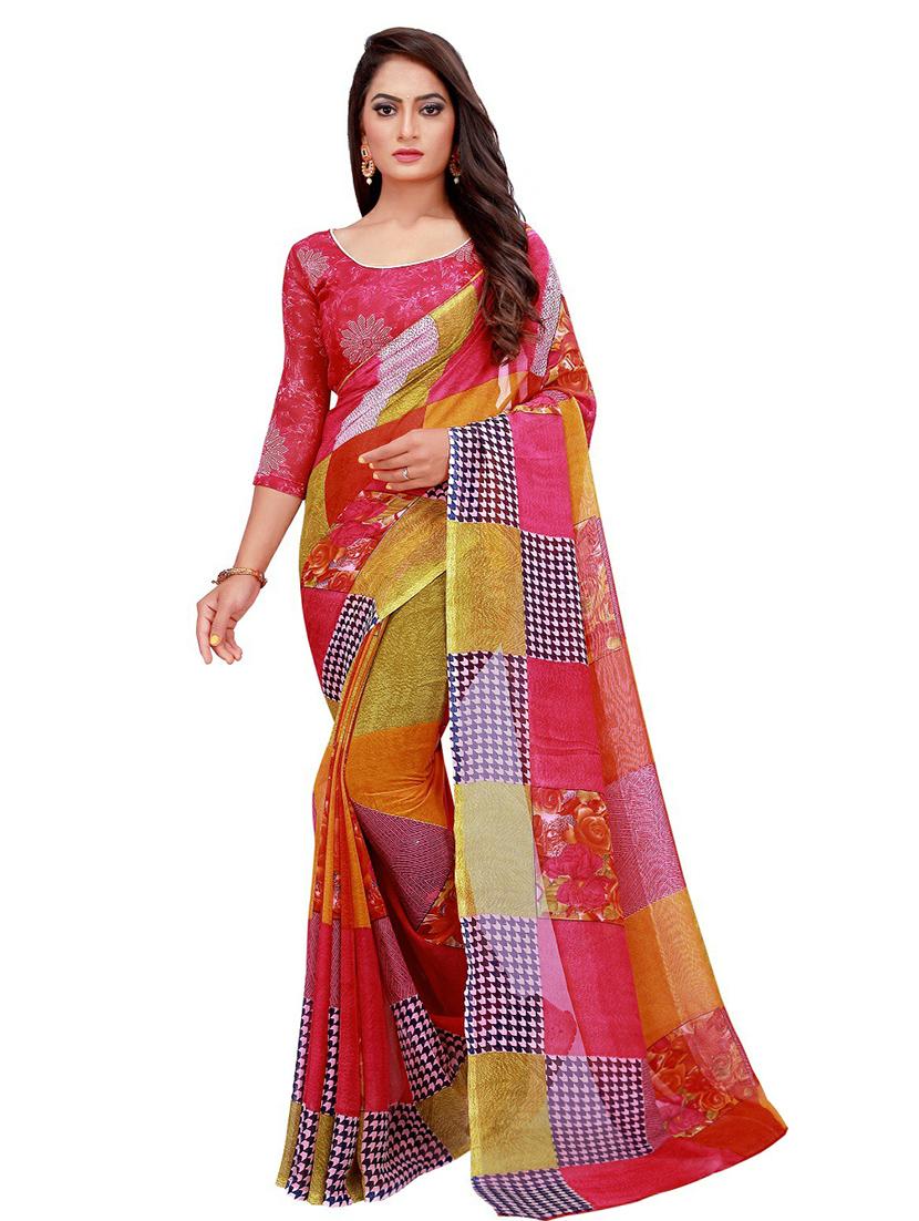 pack of 2 printed saree with blouse - 20210277 - Standard Image - 1