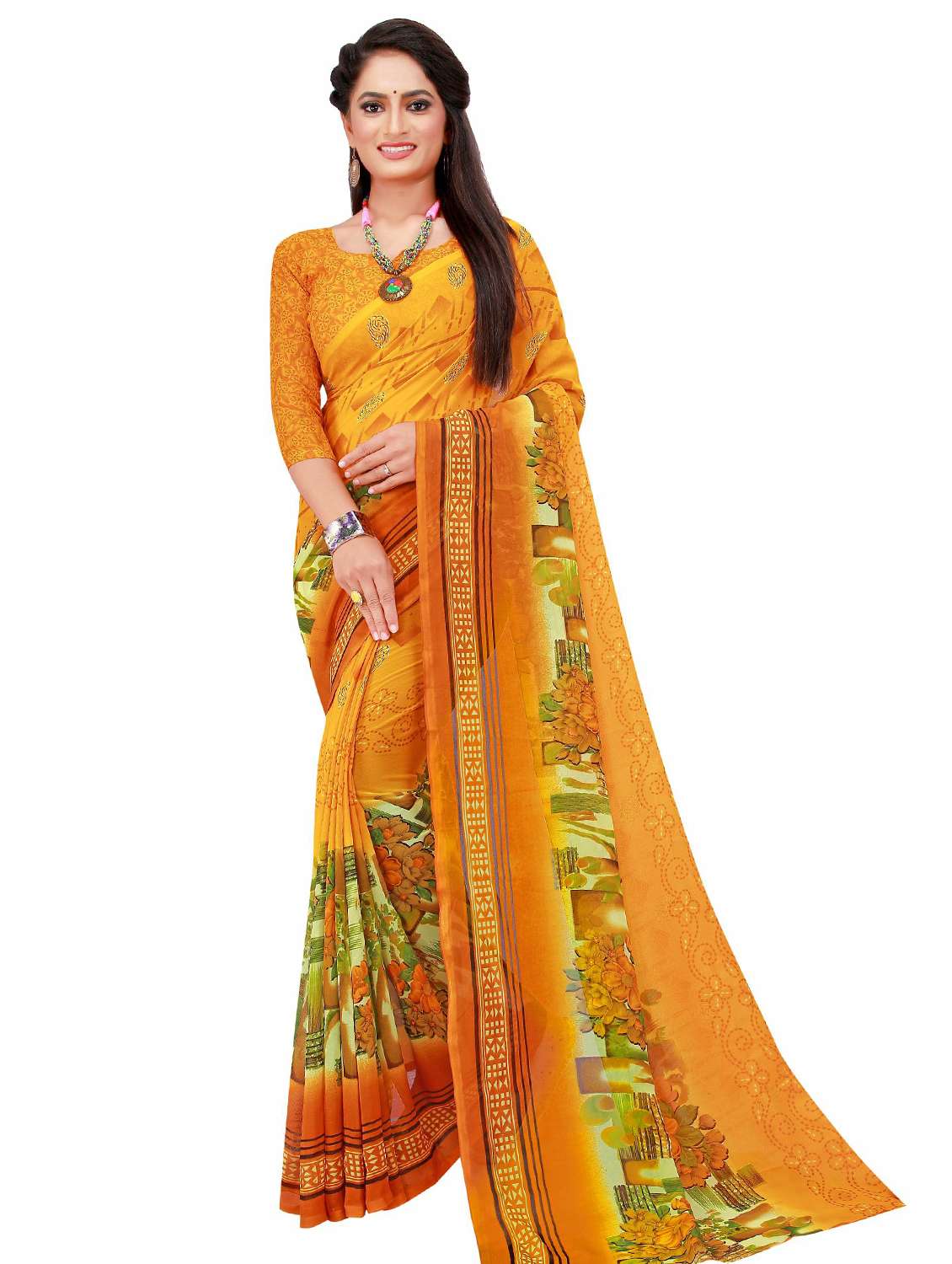 women's saree combo with blouse - 20210378 -  Standard Image - 1