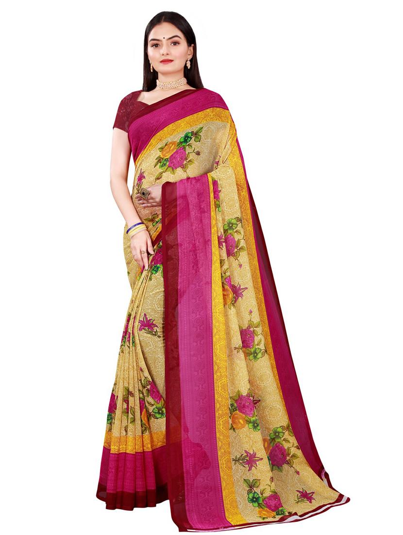 pack of 2 printed georgette saree with blouse - 20210580 -  Standard Image - 1