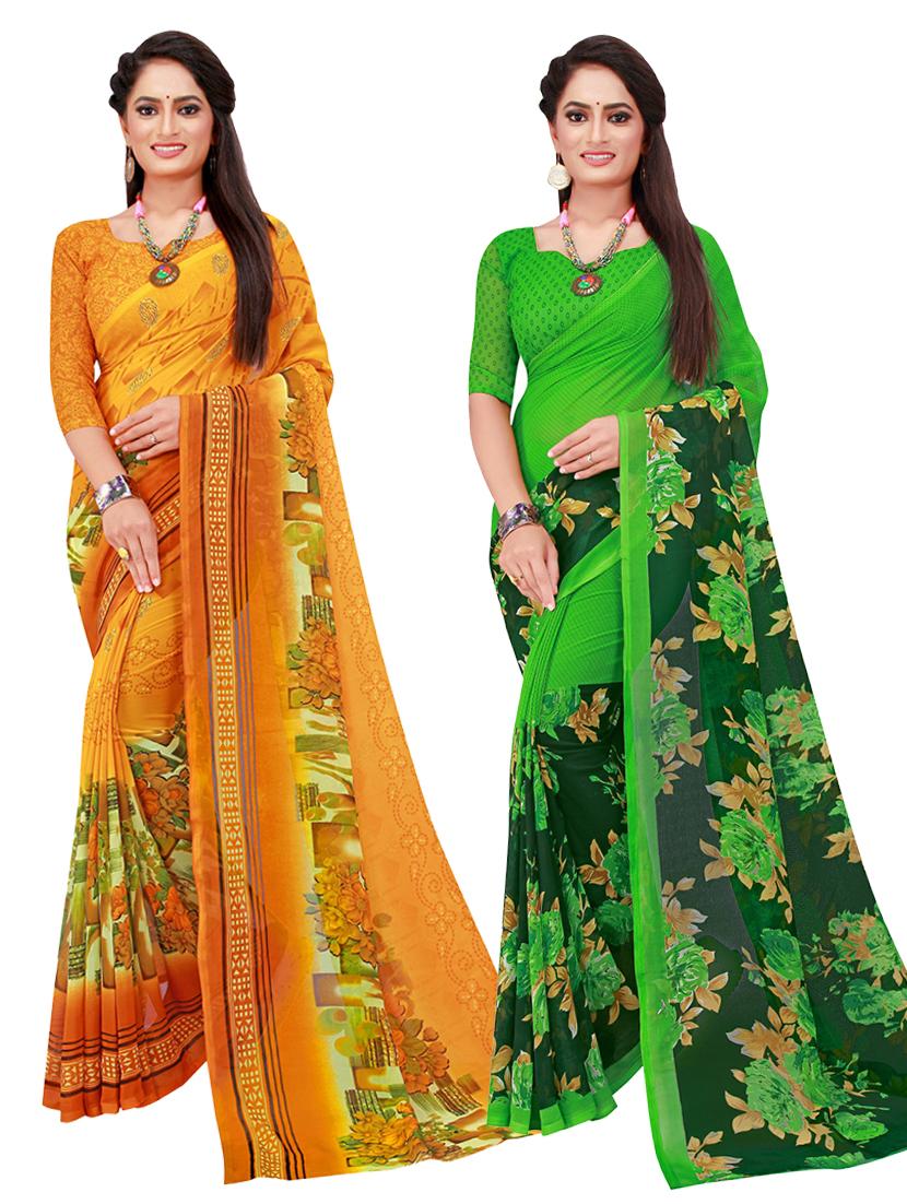 pack of 2 printed saree  with blouse - 20210786 -  Zoom Image - 0