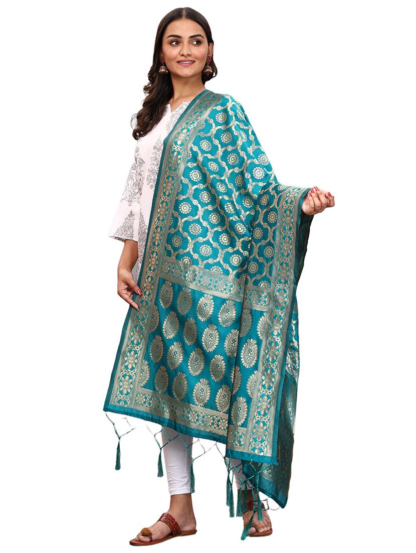 jacquard banarasi dupatta - 20211929 - Standard Image - 1