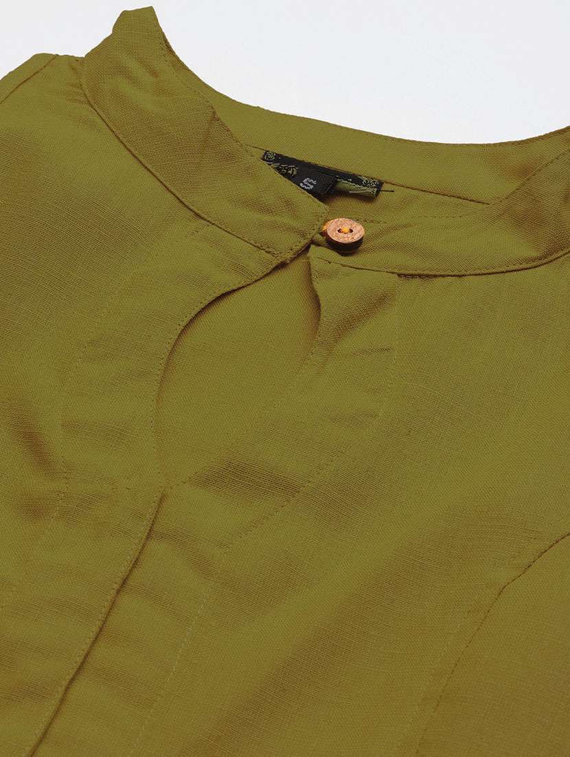 women orange mandarin neck blouse - 20212961 -  Standard Image - 4