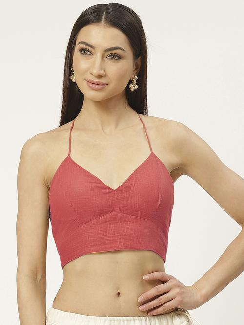peach backless stitched blouse - 20213025 -  Standard Image - 0