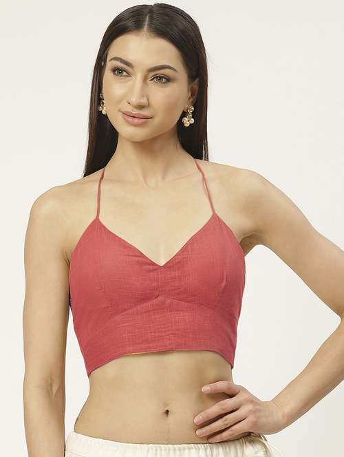 orange cotton solid blouse - 20213032 -  Standard Image - 0