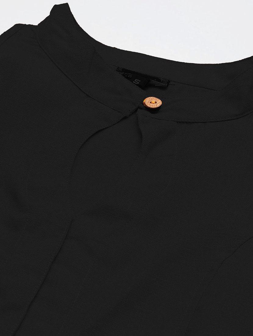 black cotton solid blouse - 20213097 - Standard Image - 4