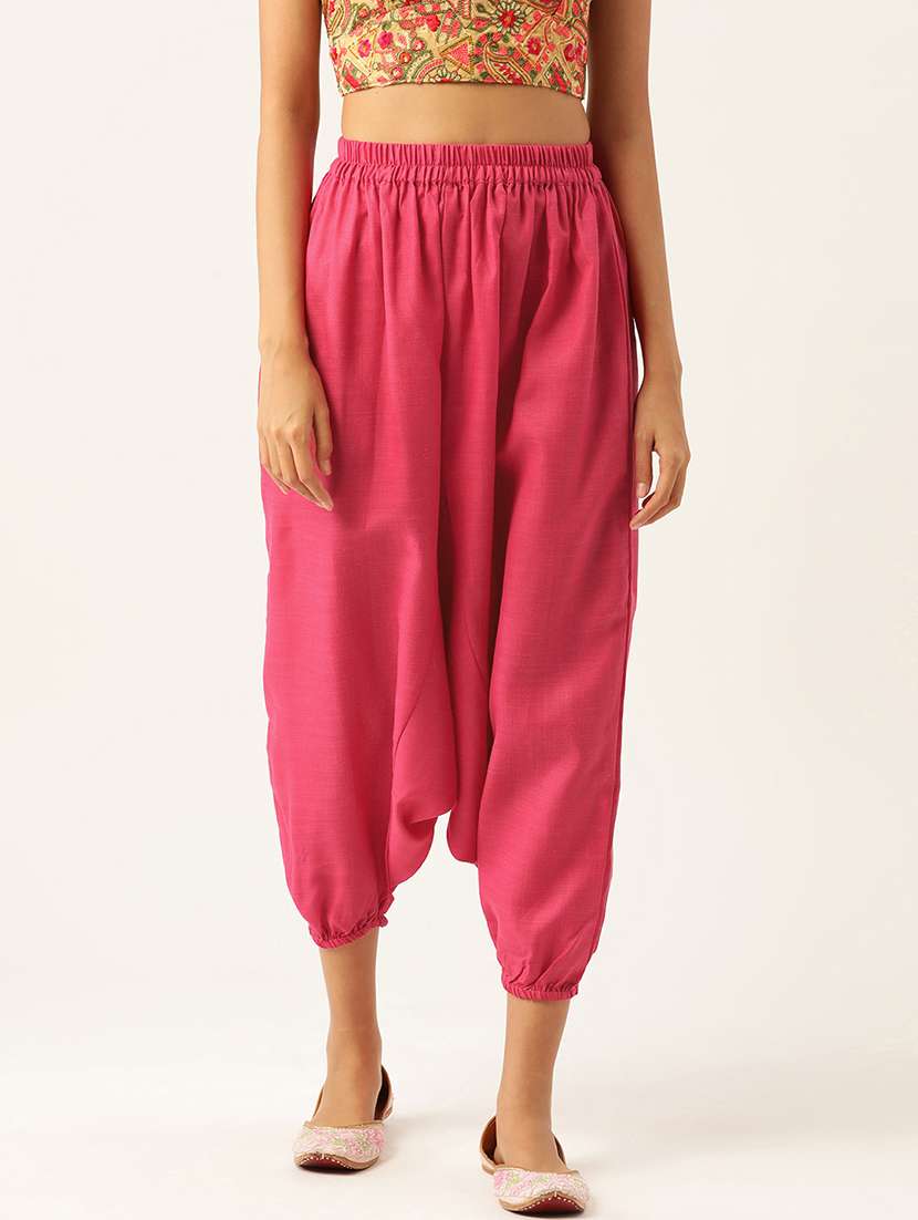 pack of 2 solid high-rise harem pants with elasticated waist - 20213191 -  Standard Image - 4