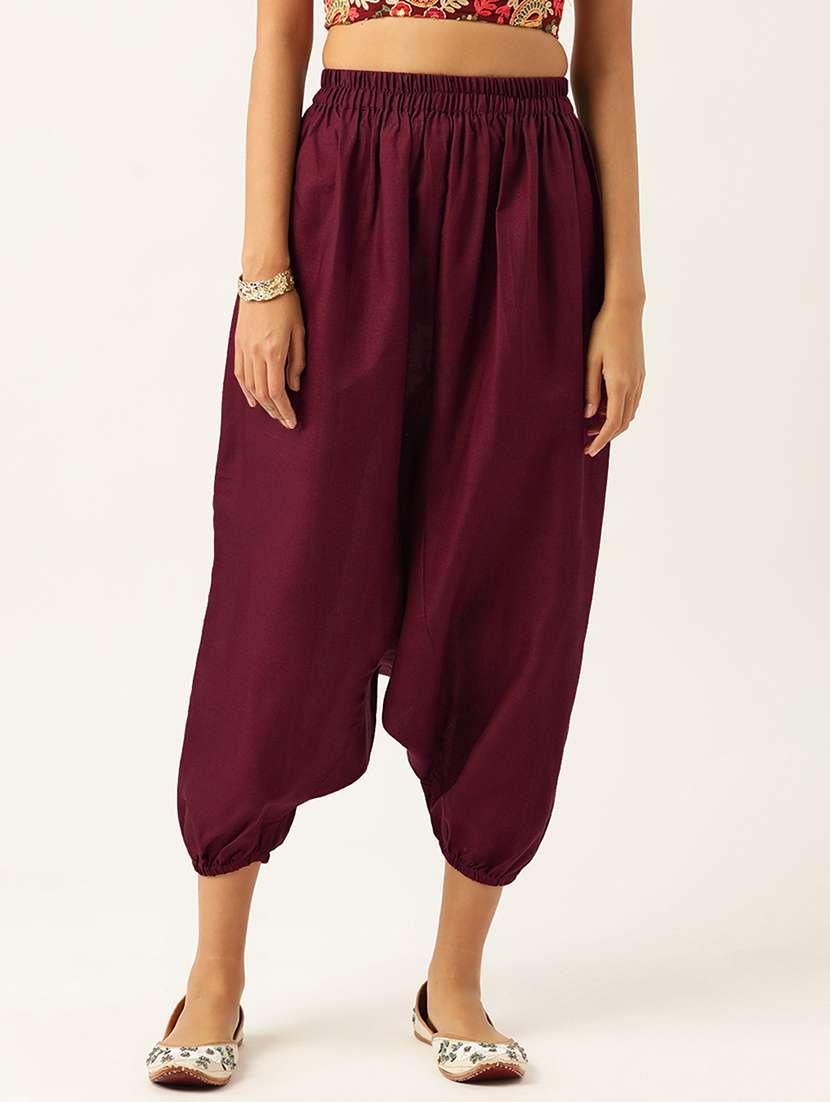 pack of 2 solid high-rise harem pants with elasticated waist - 20213206 -  Standard Image - 4