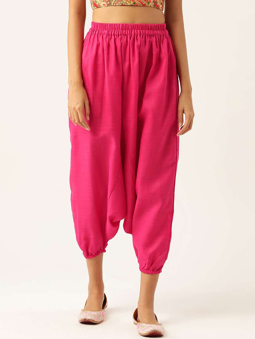 pack of 2 solid high-rise harem pants with elasticated waist - 20213220 -  Standard Image - 4