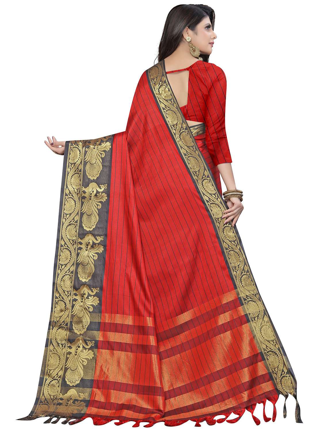 women's self design red colored saree - 20214242 -  Standard Image - 1