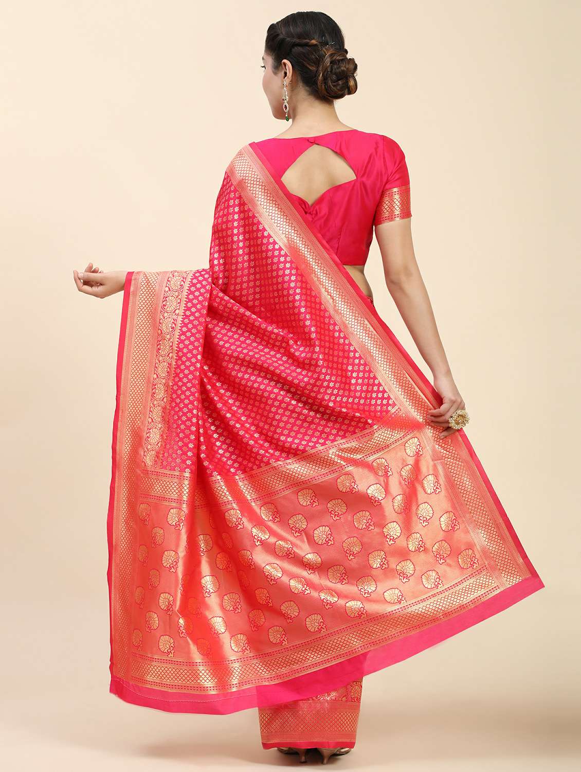 women's self design pink colored saree with blouse - 20214385 - Standard Image - 1