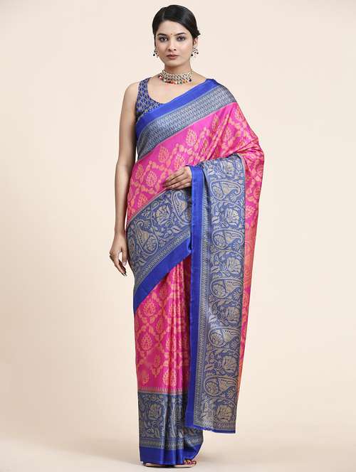 women's paisley pink colored saree with blouse - 20214453 - Standard Image - 0