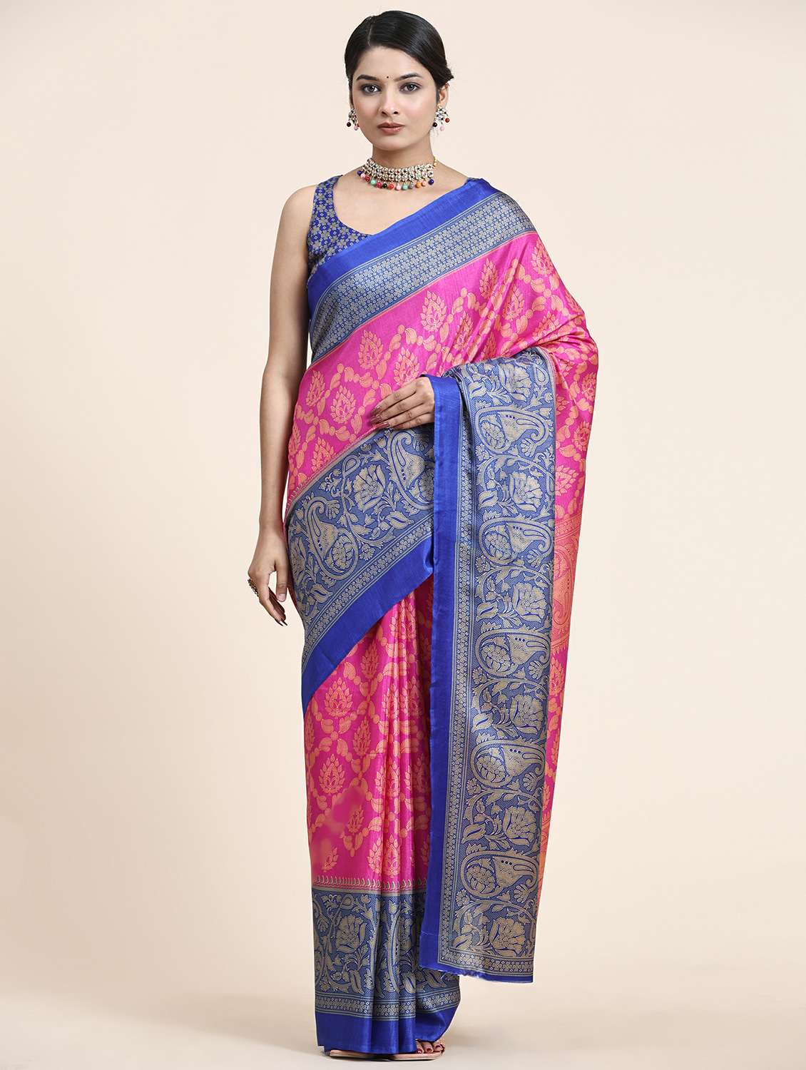 women's paisley pink colored saree with blouse - 20214453 - Zoom Image - 0