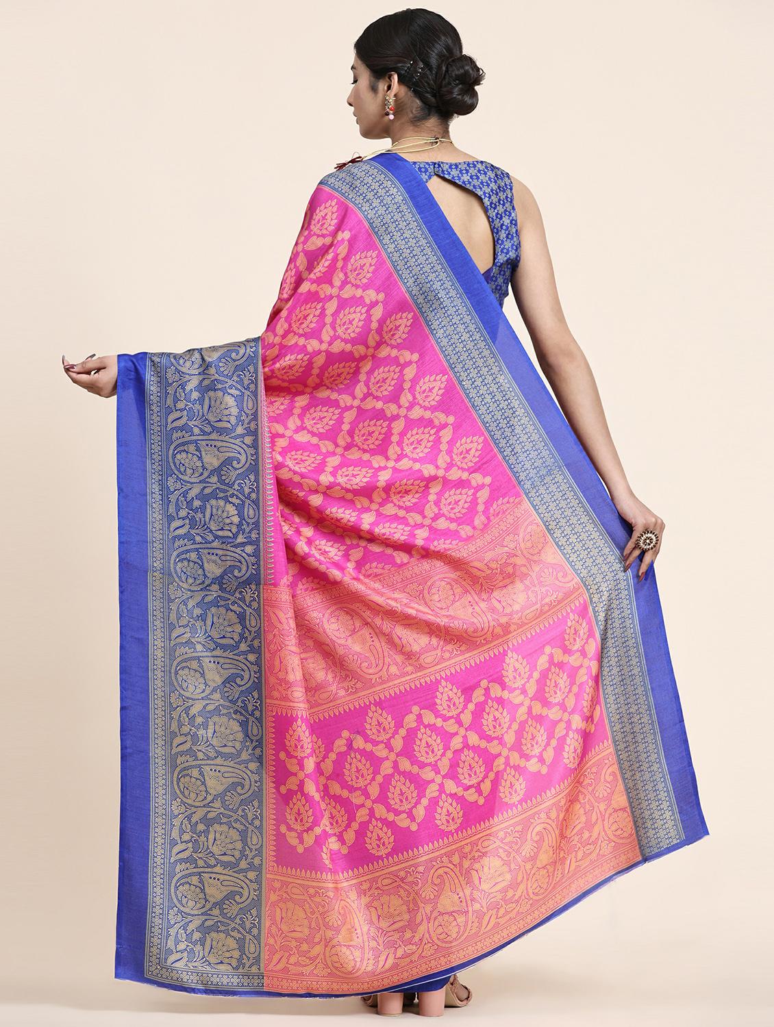women's paisley pink colored saree with blouse - 20214453 - Standard Image - 1