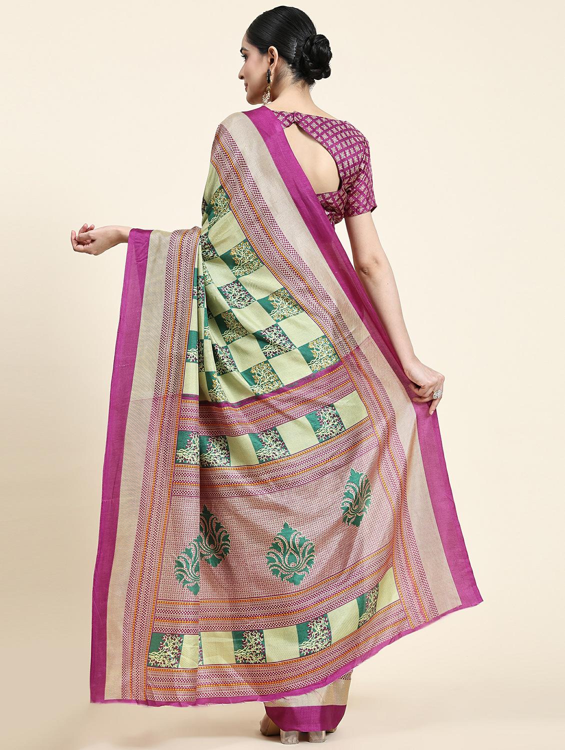 women's printed multi colored saree with blouse - 20214470 - Standard Image - 1
