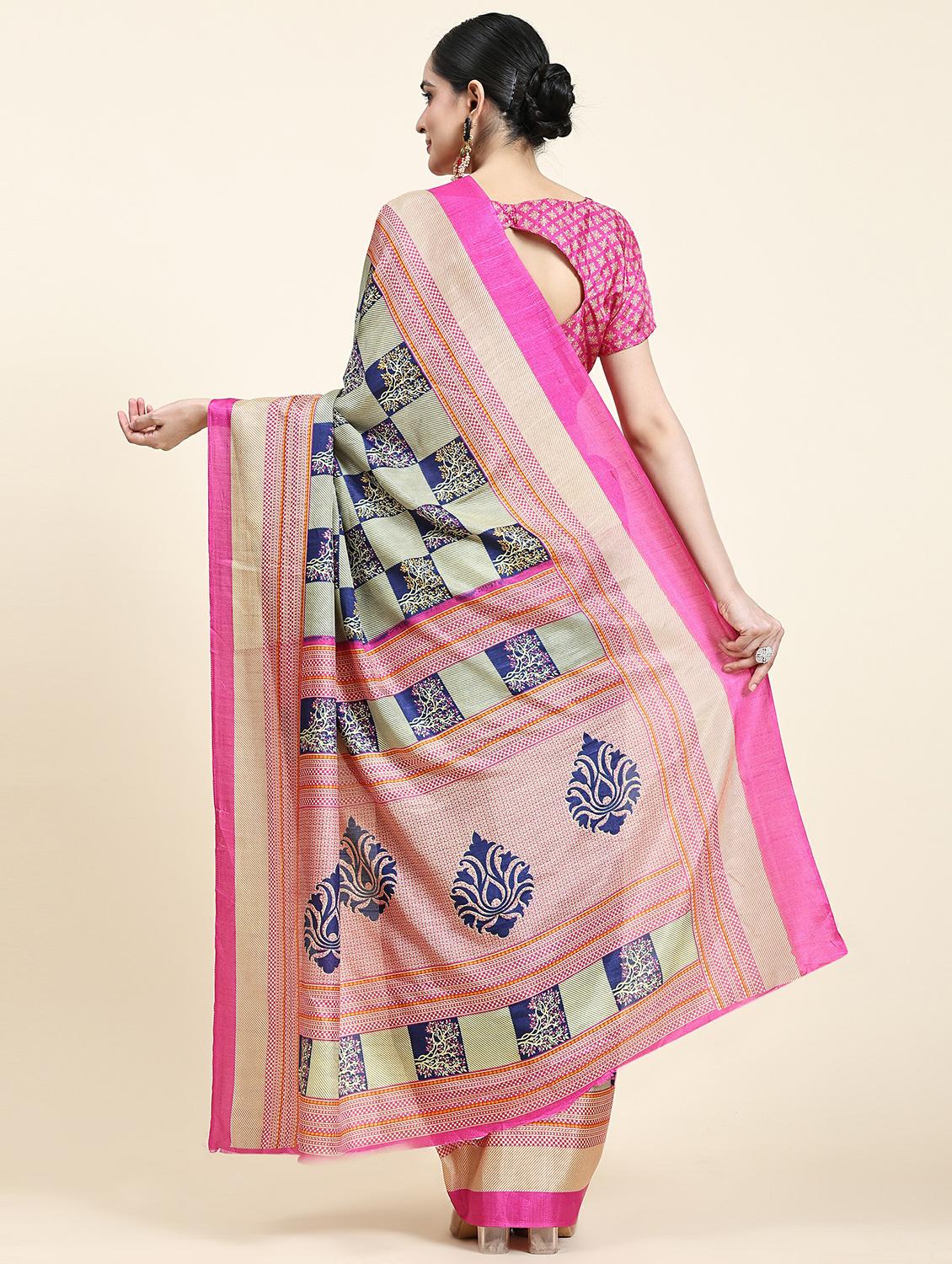women's printed pink colored saree with blouse - 20214471 -  Standard Image - 1