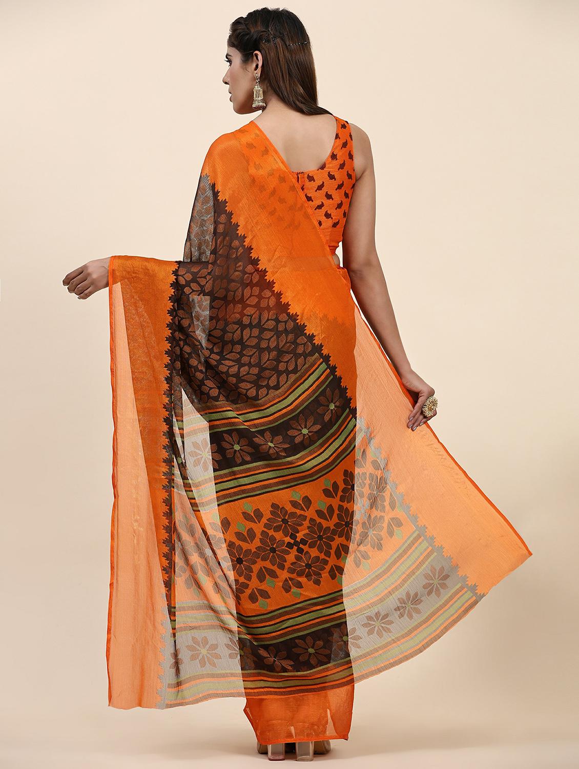 women printed saree with blouse - 20214475 - Standard Image - 1