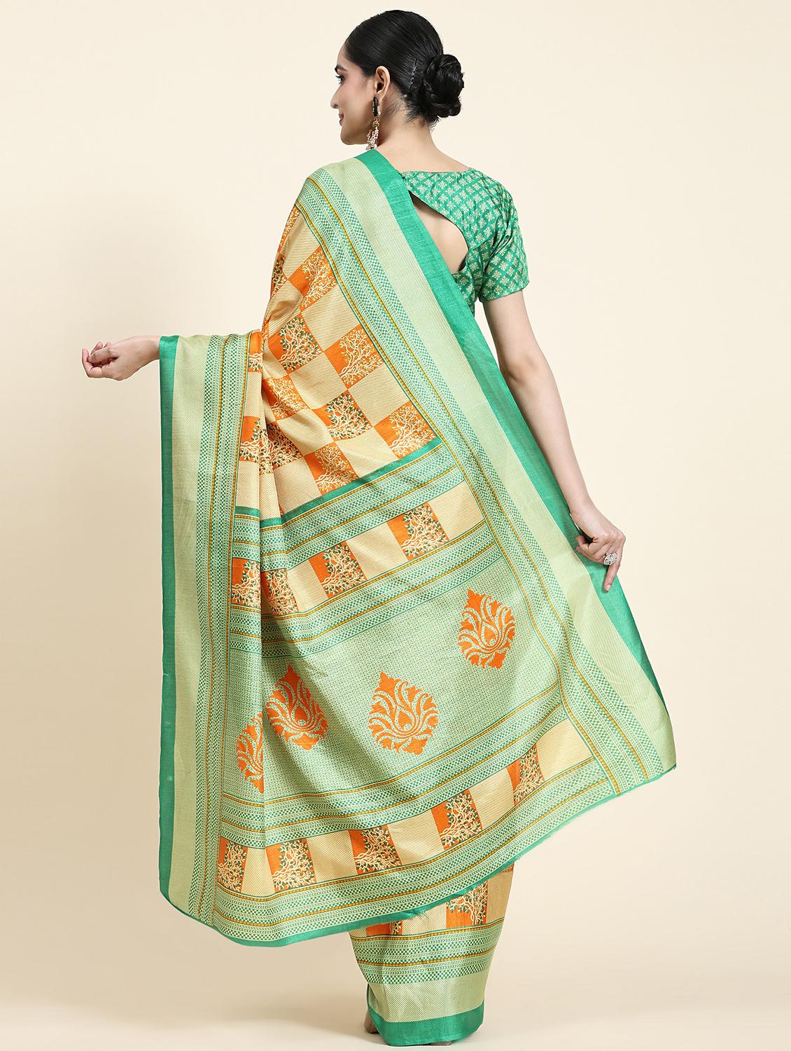 women's checks multi colored saree with blouse - 20214482 - Standard Image - 1