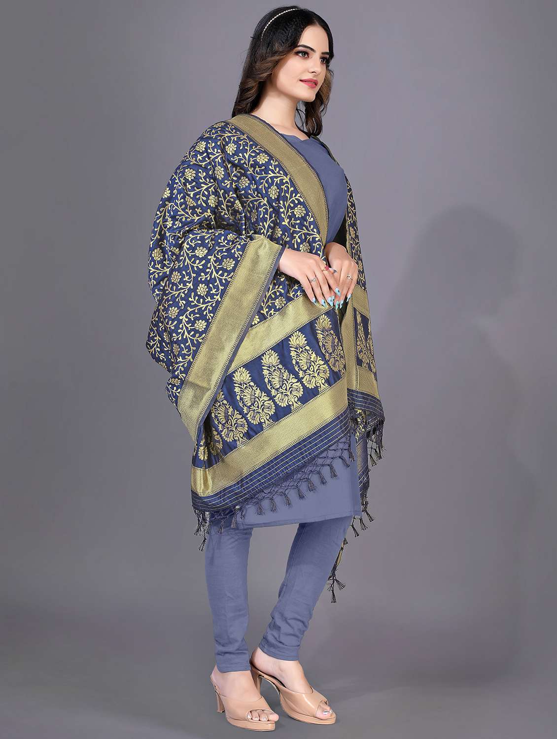 self design dupatta - 20214507 - Standard Image - 1
