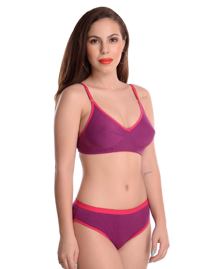 purple lace detailed bra and panty set - 20214530 - Standard Image - 1