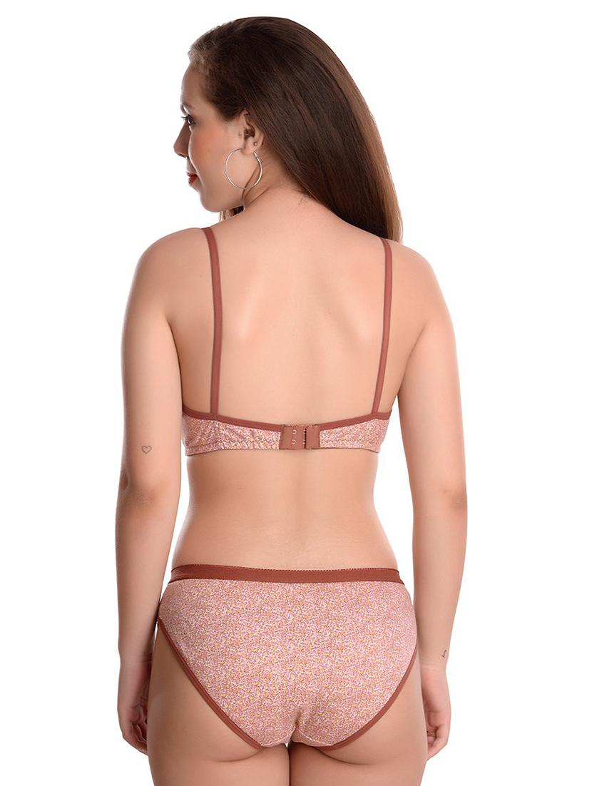 brown lace detailed bra and panty set - 20214533 - Standard Image - 1