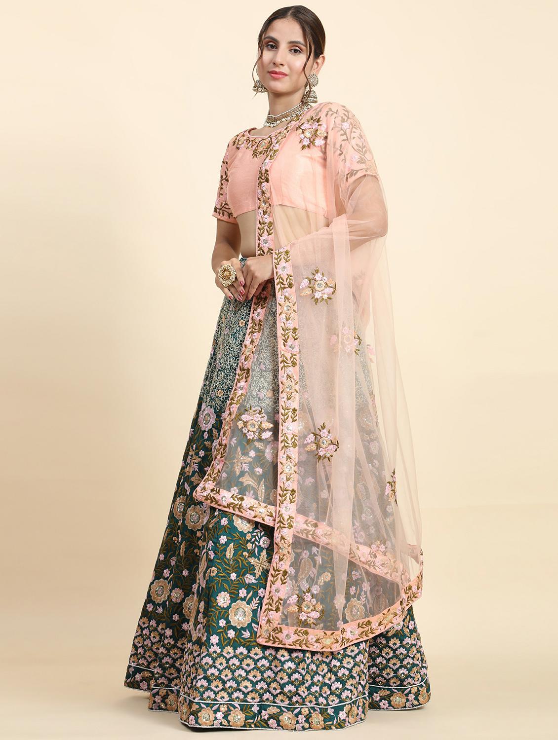 embroidered panelled lehenga choli set with dupatta - 20214765 - Standard Image - 1