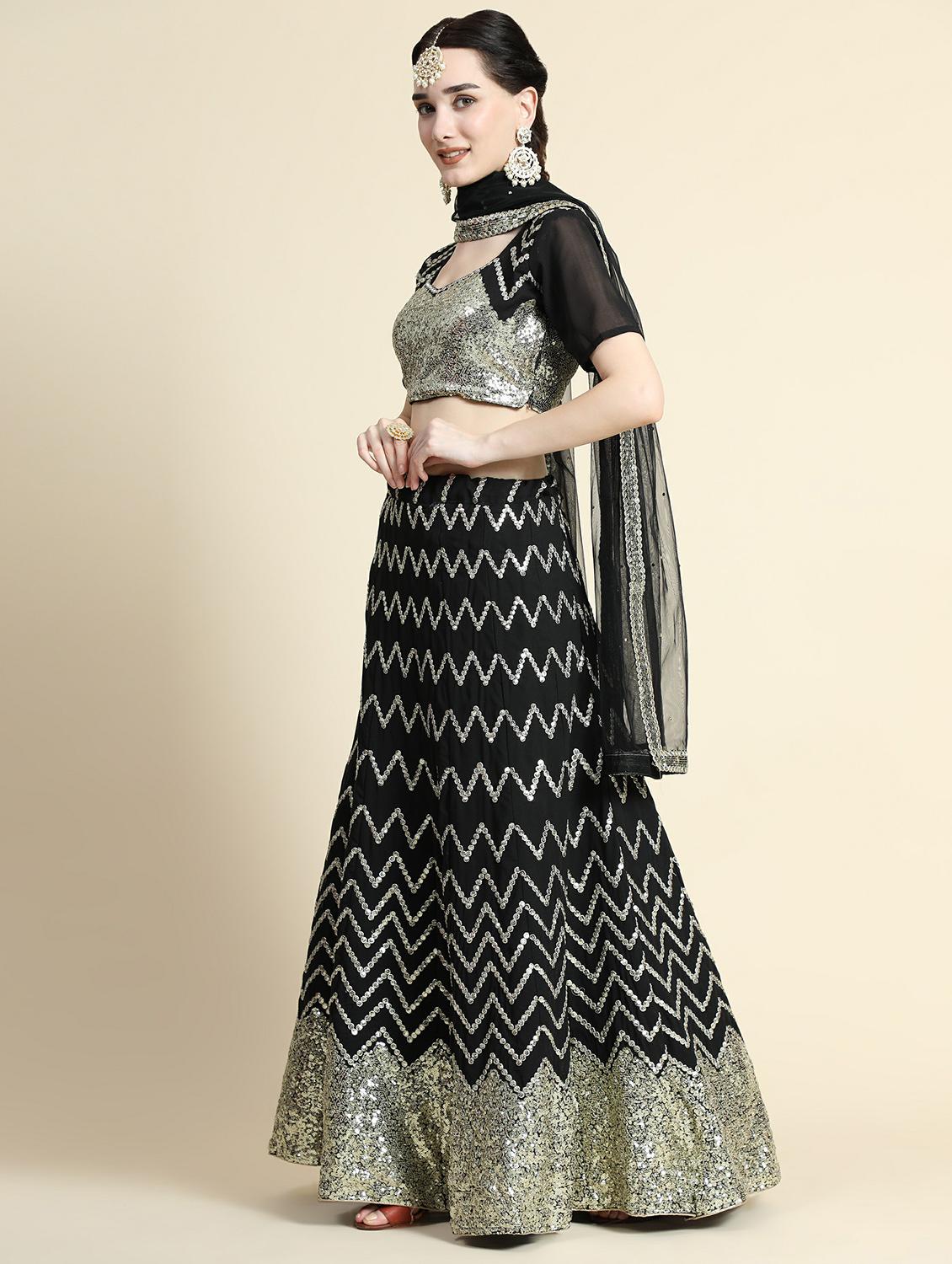 embroidered panelled lehenga choli set with dupatta - 20214782 - Standard Image - 1