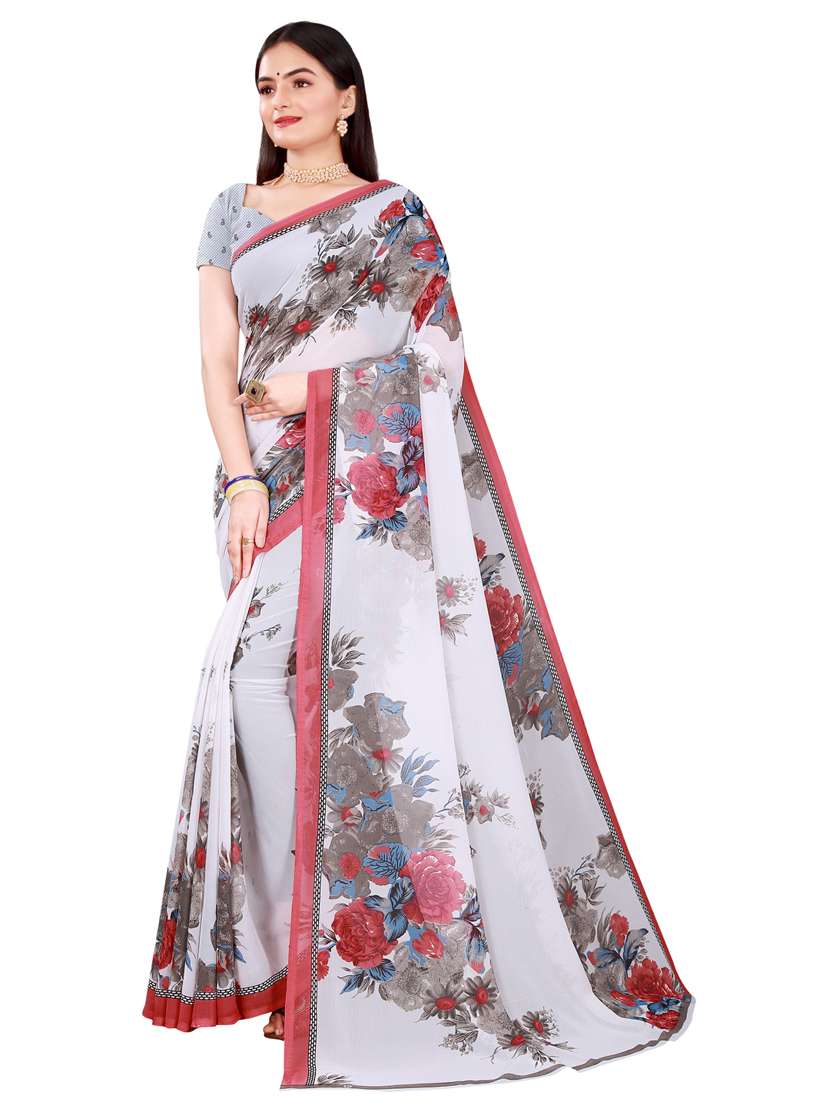 women's printed multi colored saree with blouse - 20216546 -  Standard Image - 1