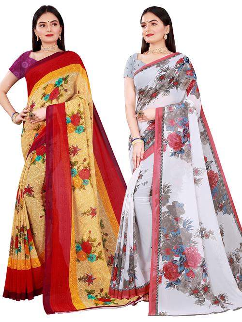 women's printed multi colored saree with blouse - 20216579 -  Standard Image - 0
