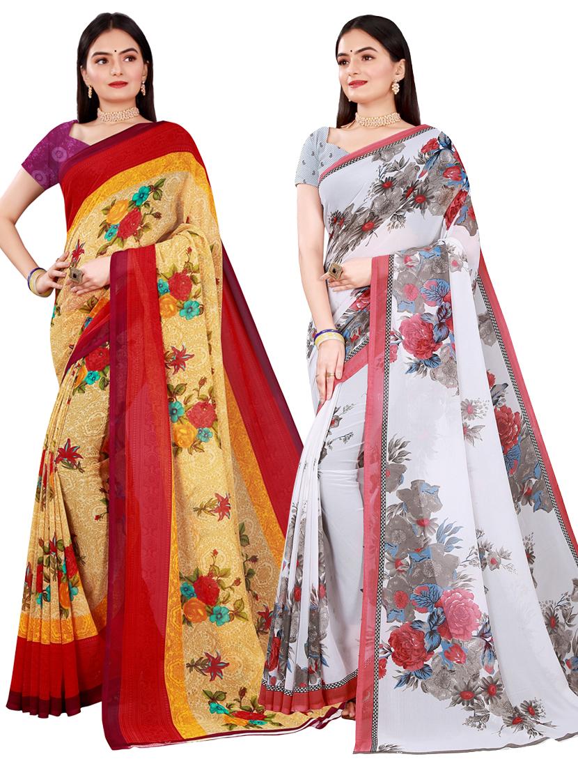 women's printed multi colored saree with blouse - 20216579 -  Zoom Image - 0