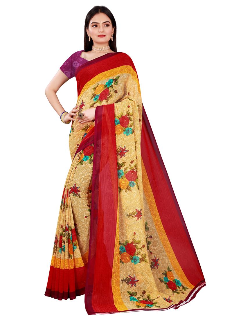 women's printed multi colored saree with blouse - 20216579 -  Standard Image - 1