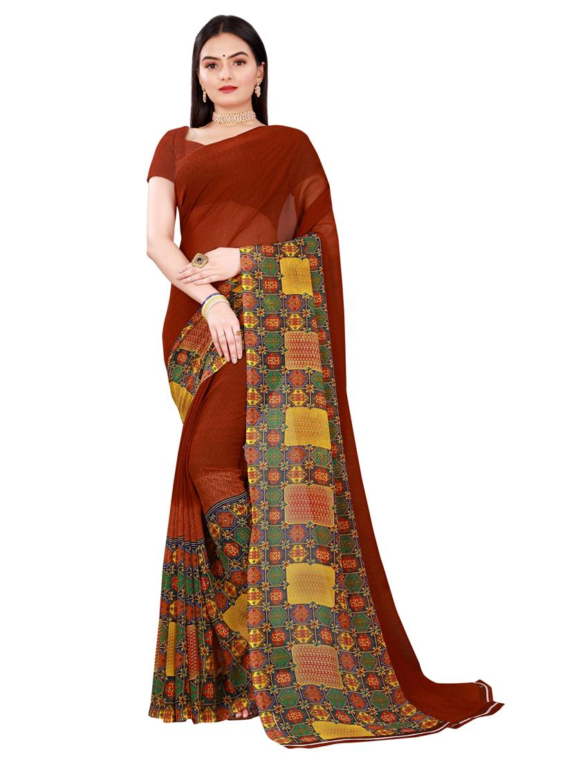 pack of 2 printed georgette saree with blouse - 20216591 -  Standard Image - 1