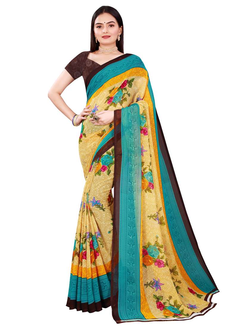 women's printed multi colored saree with blouse - 20216598 -  Standard Image - 1