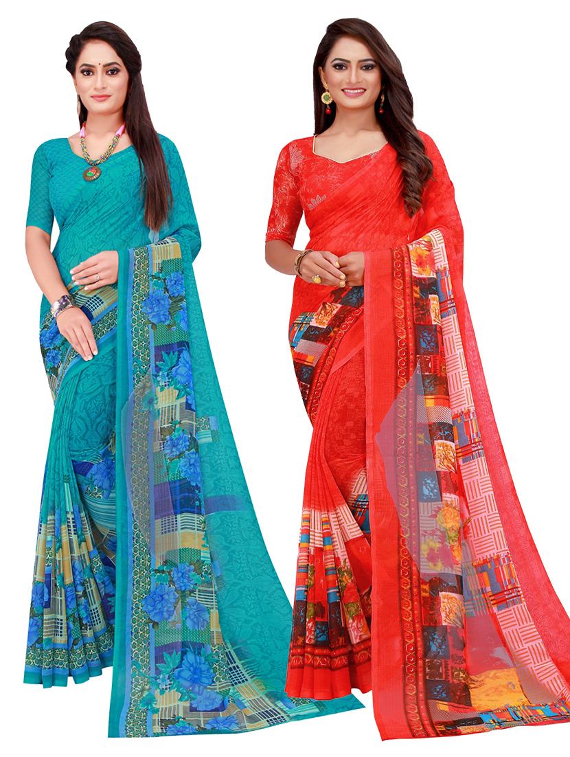 women's printed multi colored saree with blouse - 20216695 - Zoom Image - 0