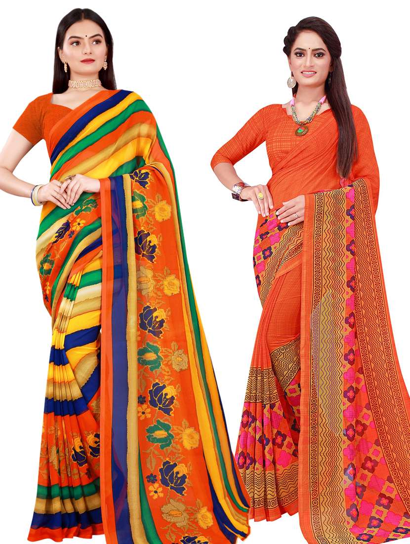 women's floral multi colored saree with blouse