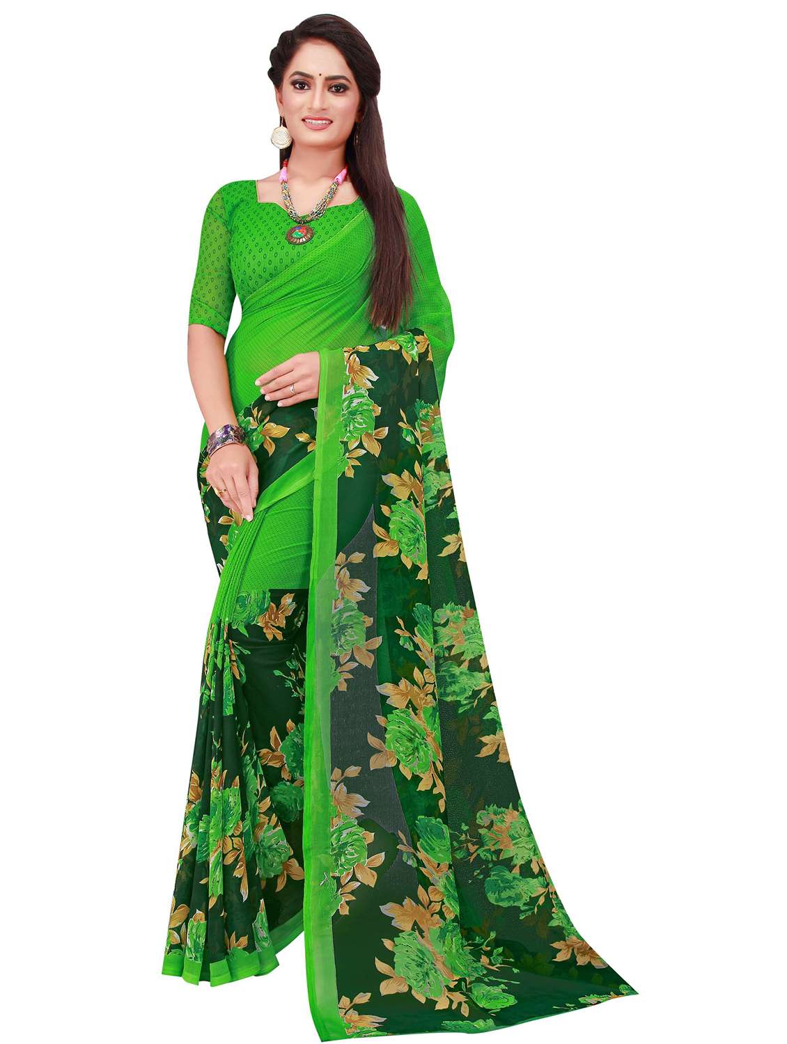 pack of 2 printed saree  with blouse - 20217151 -  Standard Image - 1