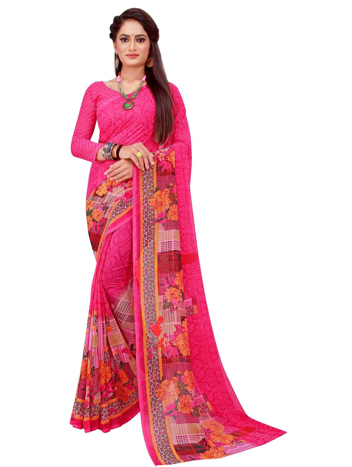 women's saree combo with blouse - 20217358 -  Standard Image - 1