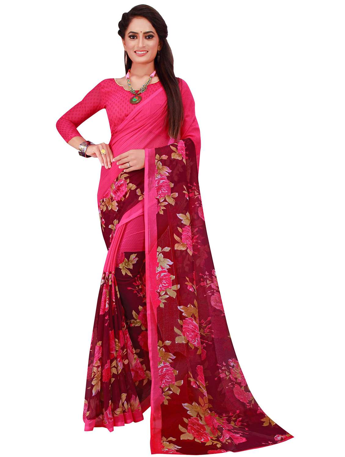 women's saree combo with blouse - 20217533 -  Standard Image - 1