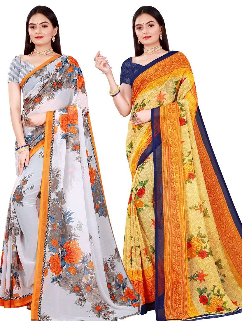 women's floral multi colored saree with blouse