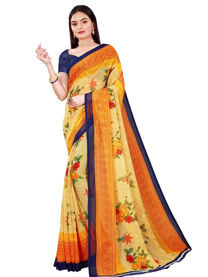 women's floral multi colored saree with blouse - 20217732 -  Standard Image - 1