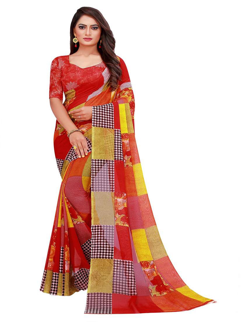 pack of 2 printed saree  with blouse - 20218461 -  Standard Image - 1