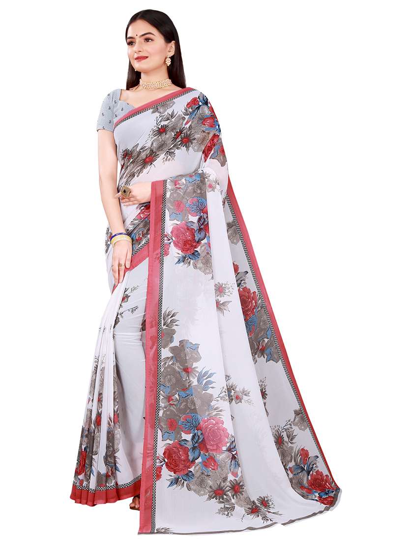 pack of 2 printed sarees with blouse - 20218836 -  Standard Image - 1