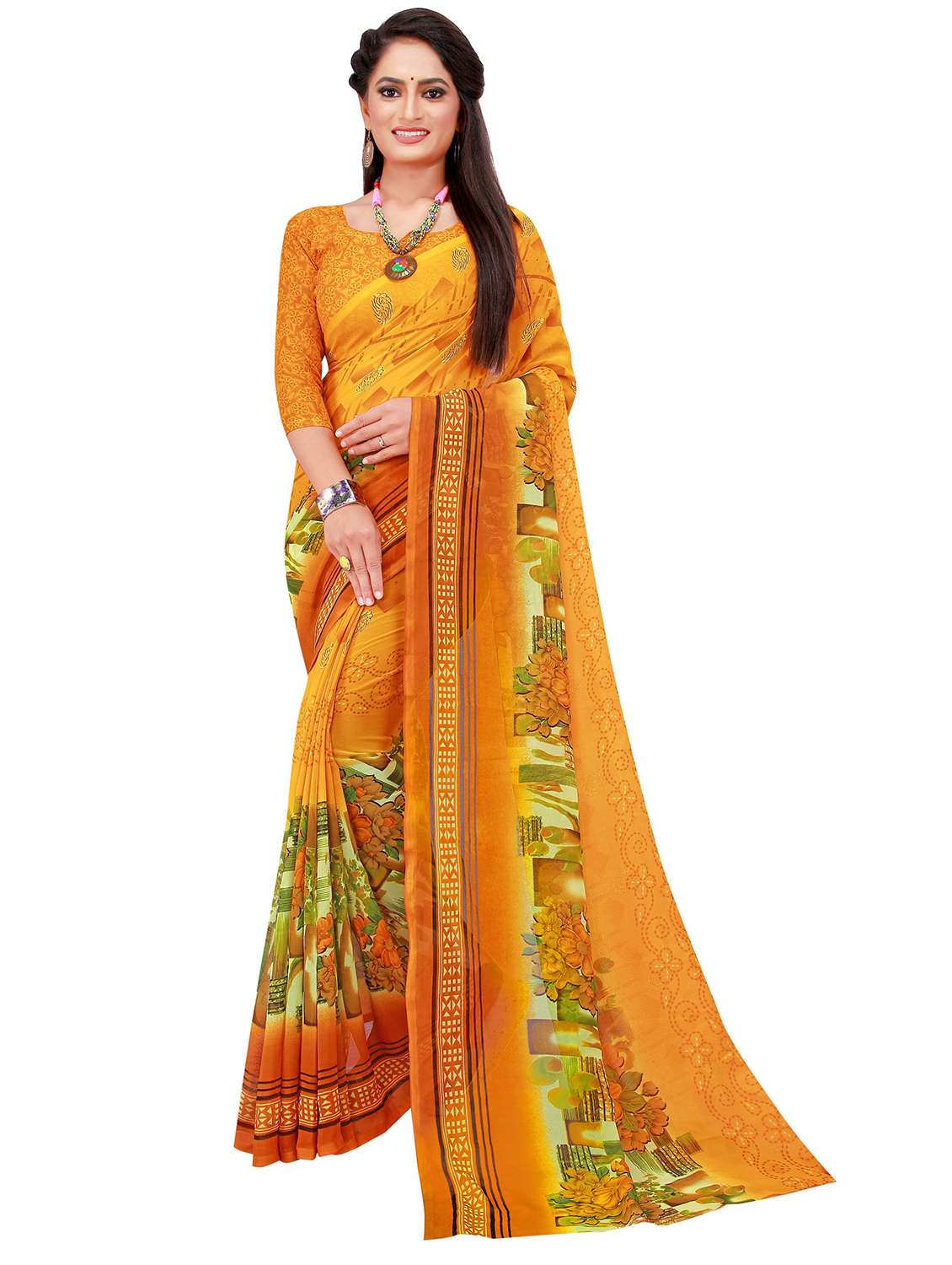 women's saree combo with blouse - 20219450 - Standard Image - 1