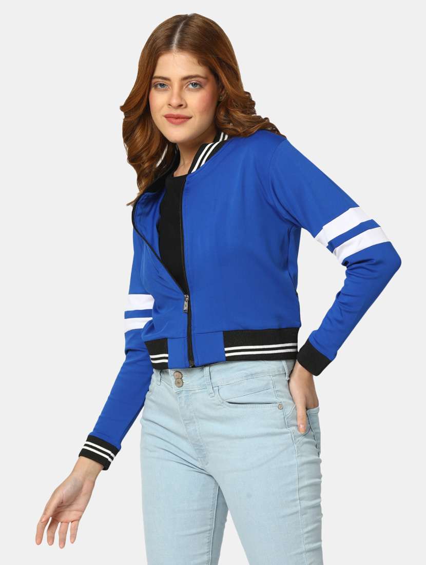 blue cotton varsity jacket - 20220256 -  Standard Image - 1