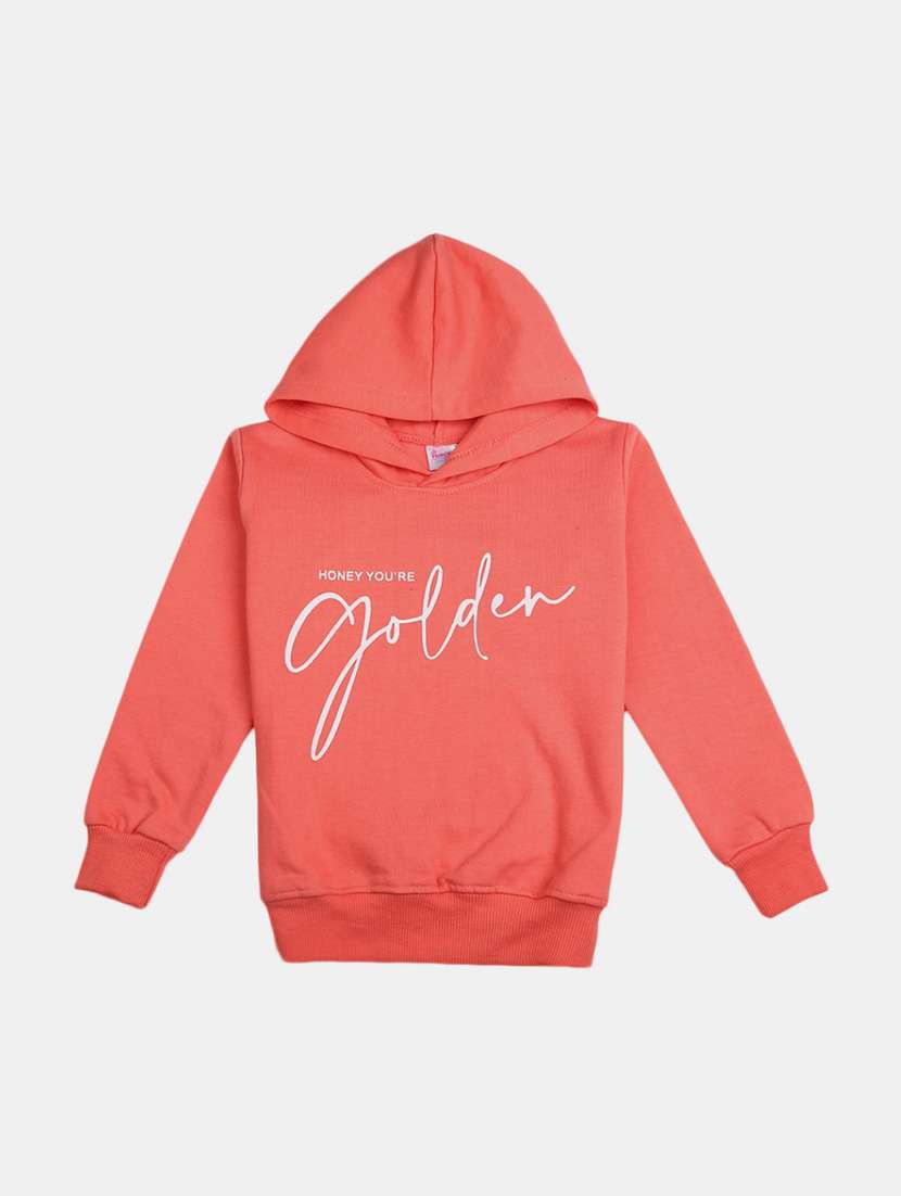 chest print hood neck sweatshirt