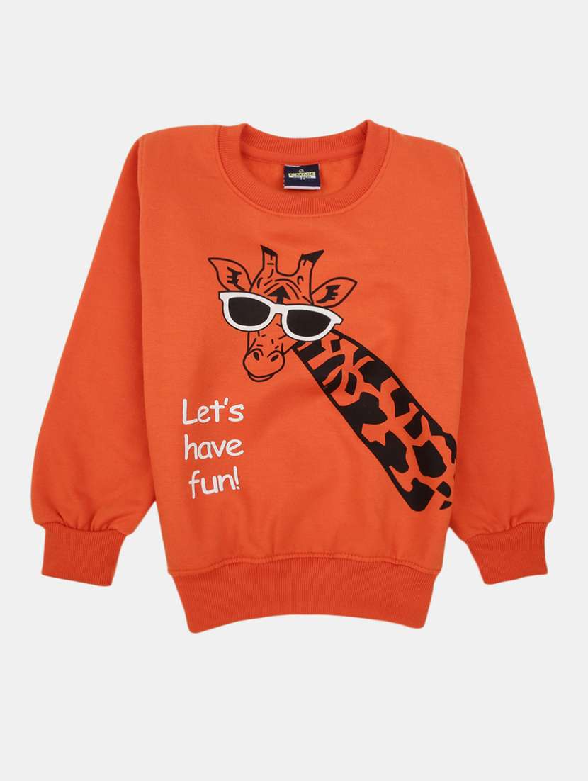 front print round neck sweatshirt