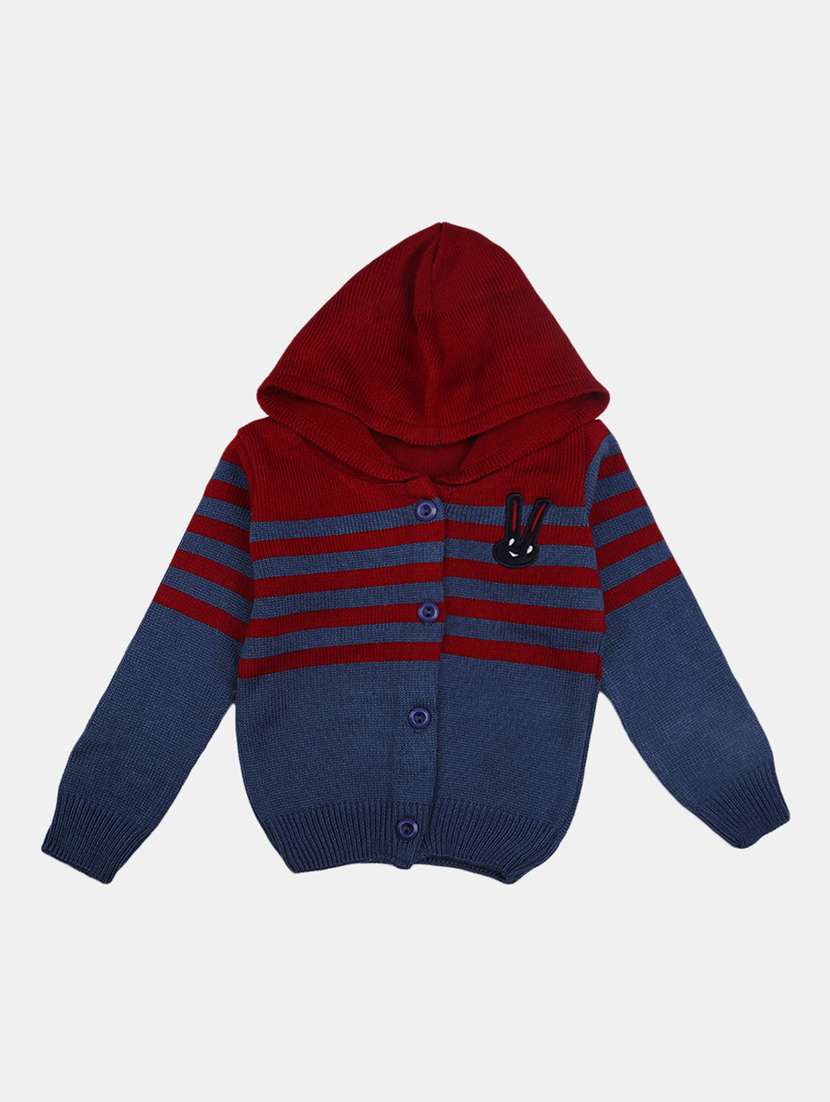 blue & maroon acrylic blend sweater