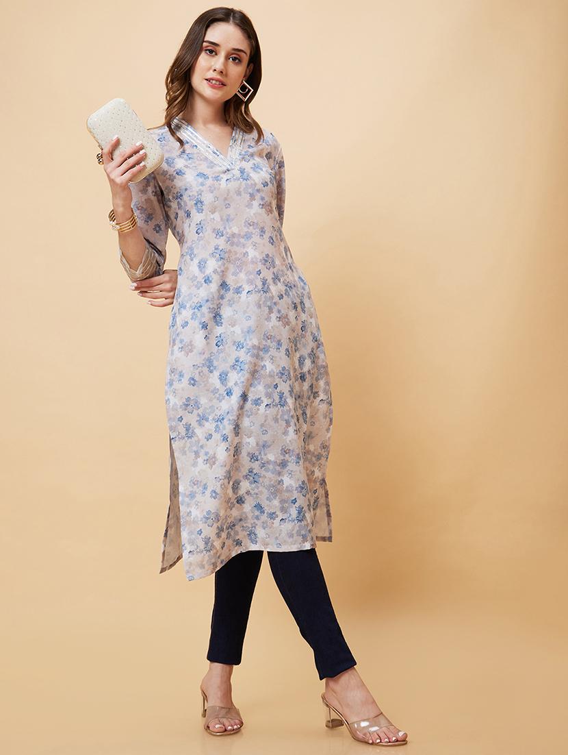 multicolored floral printed straight kurta - 20221131 - Standard Image - 4