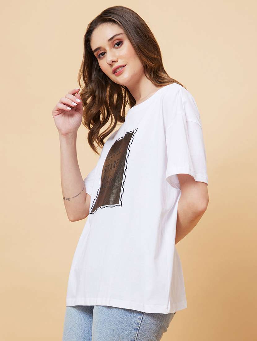 white typography regular t-shirt - 20221156 -  Standard Image - 1