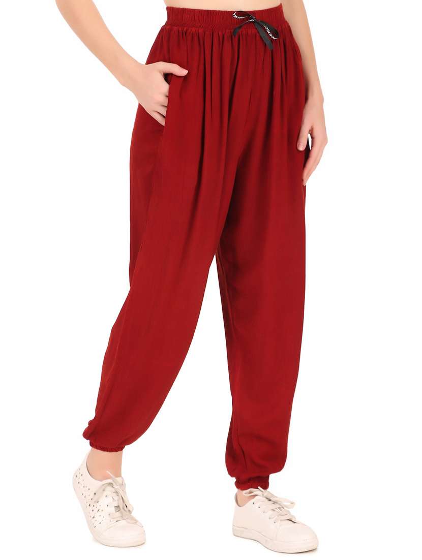 red solids harem pant trousers - 20221190 -  Standard Image - 1